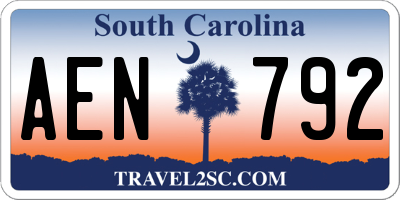 SC license plate AEN792