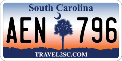 SC license plate AEN796