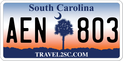 SC license plate AEN803