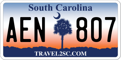 SC license plate AEN807