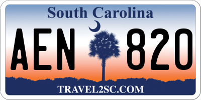 SC license plate AEN820