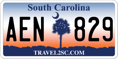SC license plate AEN829