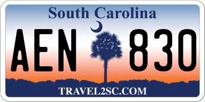 SC license plate AEN830