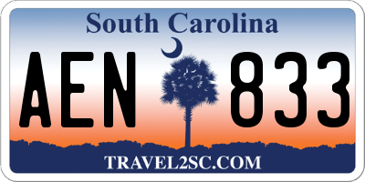 SC license plate AEN833