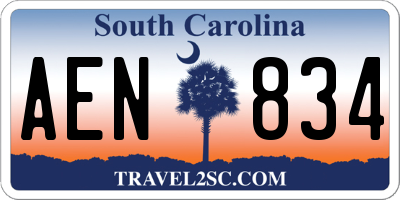 SC license plate AEN834