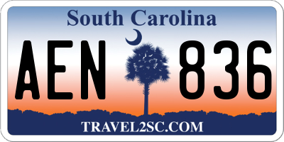 SC license plate AEN836