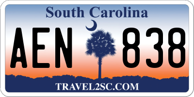 SC license plate AEN838