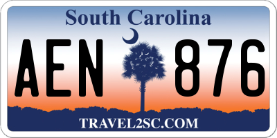 SC license plate AEN876