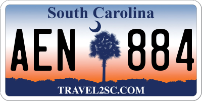SC license plate AEN884