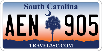 SC license plate AEN905