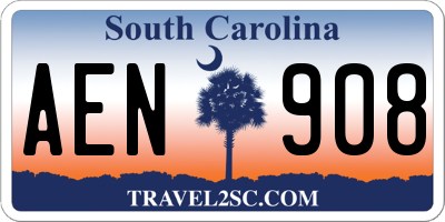 SC license plate AEN908