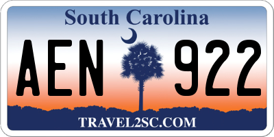 SC license plate AEN922