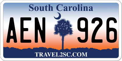 SC license plate AEN926