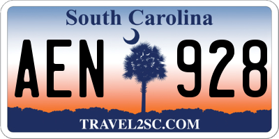 SC license plate AEN928