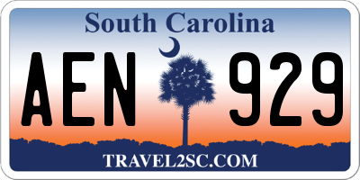 SC license plate AEN929