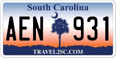 SC license plate AEN931