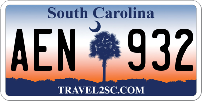 SC license plate AEN932
