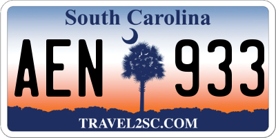 SC license plate AEN933