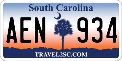 SC license plate AEN934