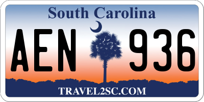 SC license plate AEN936
