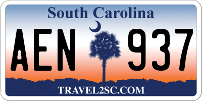 SC license plate AEN937