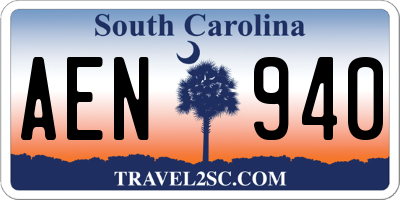 SC license plate AEN940