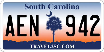 SC license plate AEN942
