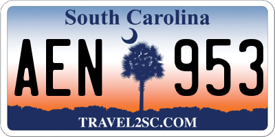 SC license plate AEN953
