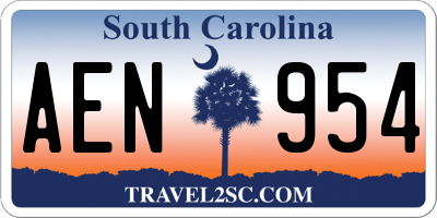 SC license plate AEN954