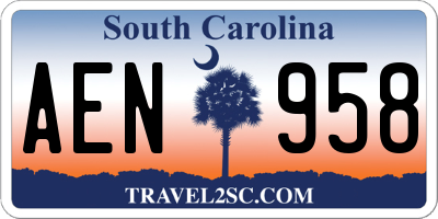 SC license plate AEN958