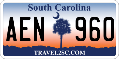 SC license plate AEN960