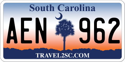 SC license plate AEN962