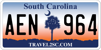 SC license plate AEN964