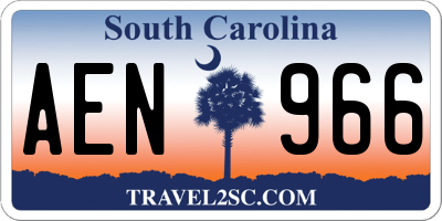 SC license plate AEN966