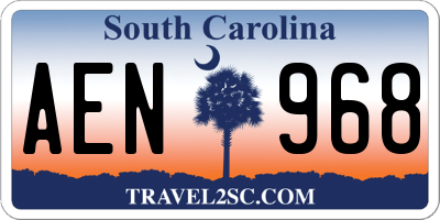SC license plate AEN968