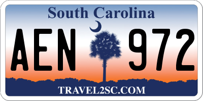 SC license plate AEN972