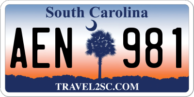 SC license plate AEN981