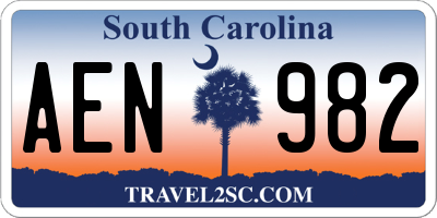 SC license plate AEN982