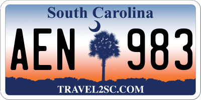 SC license plate AEN983