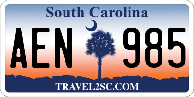 SC license plate AEN985