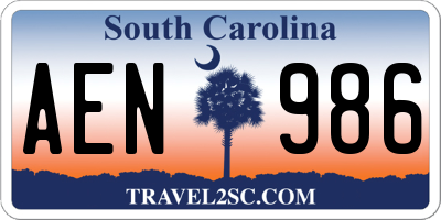 SC license plate AEN986