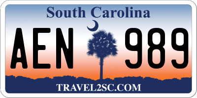 SC license plate AEN989
