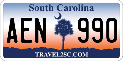 SC license plate AEN990