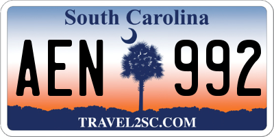 SC license plate AEN992