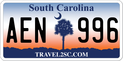 SC license plate AEN996