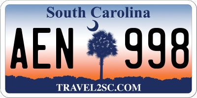 SC license plate AEN998