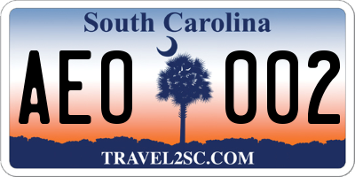 SC license plate AEO002