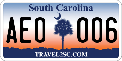 SC license plate AEO006