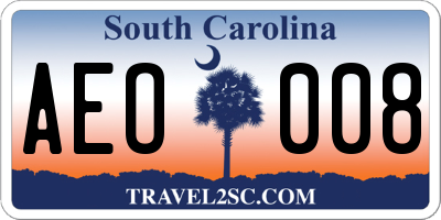 SC license plate AEO008