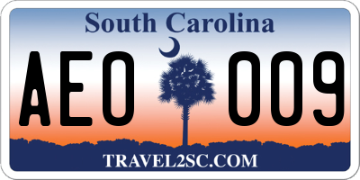 SC license plate AEO009